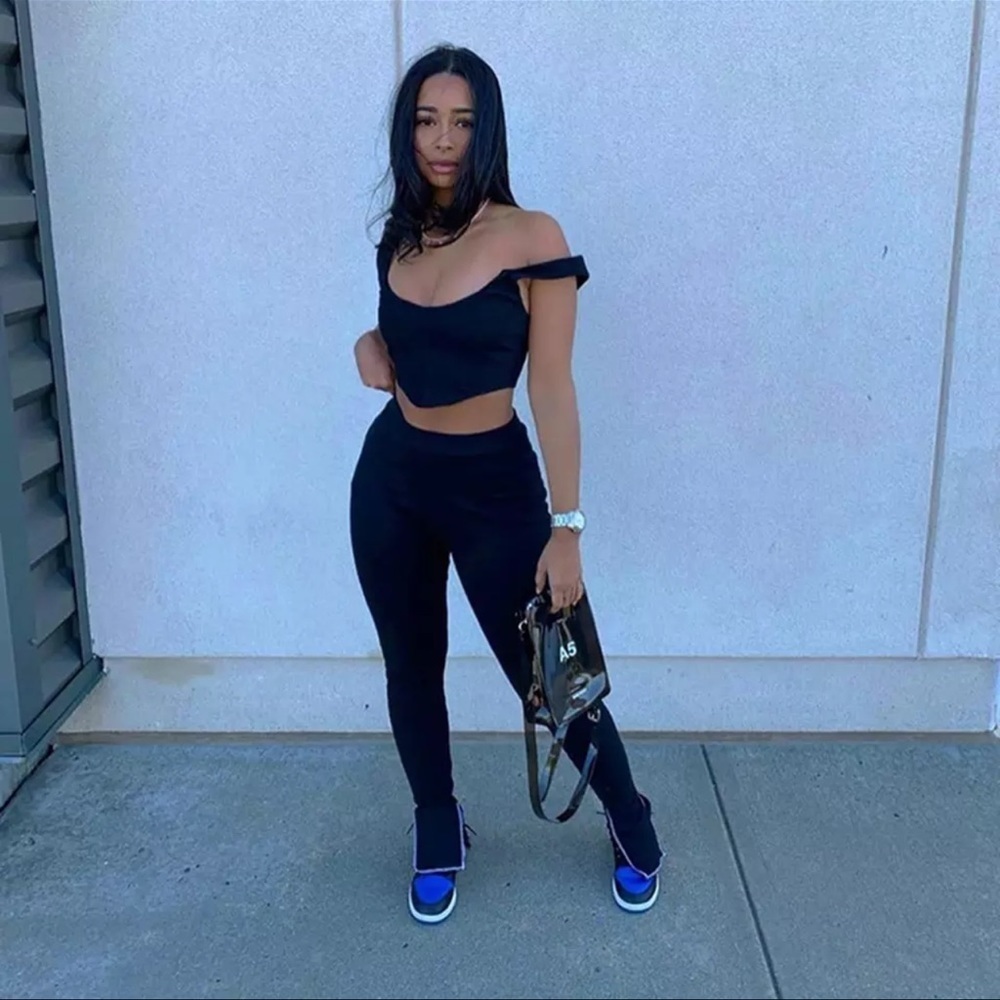 Black Slit Fitted Pants